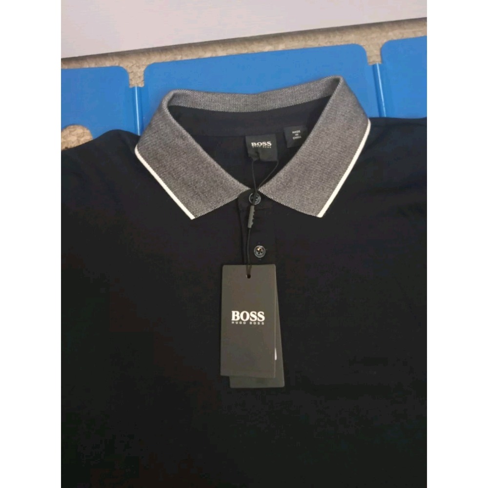 New Hugo BOSS  Polo Mens Dark Blue  Prout 26 Polo Shirt 2xl Boss Spell out - Picture 10 of 16